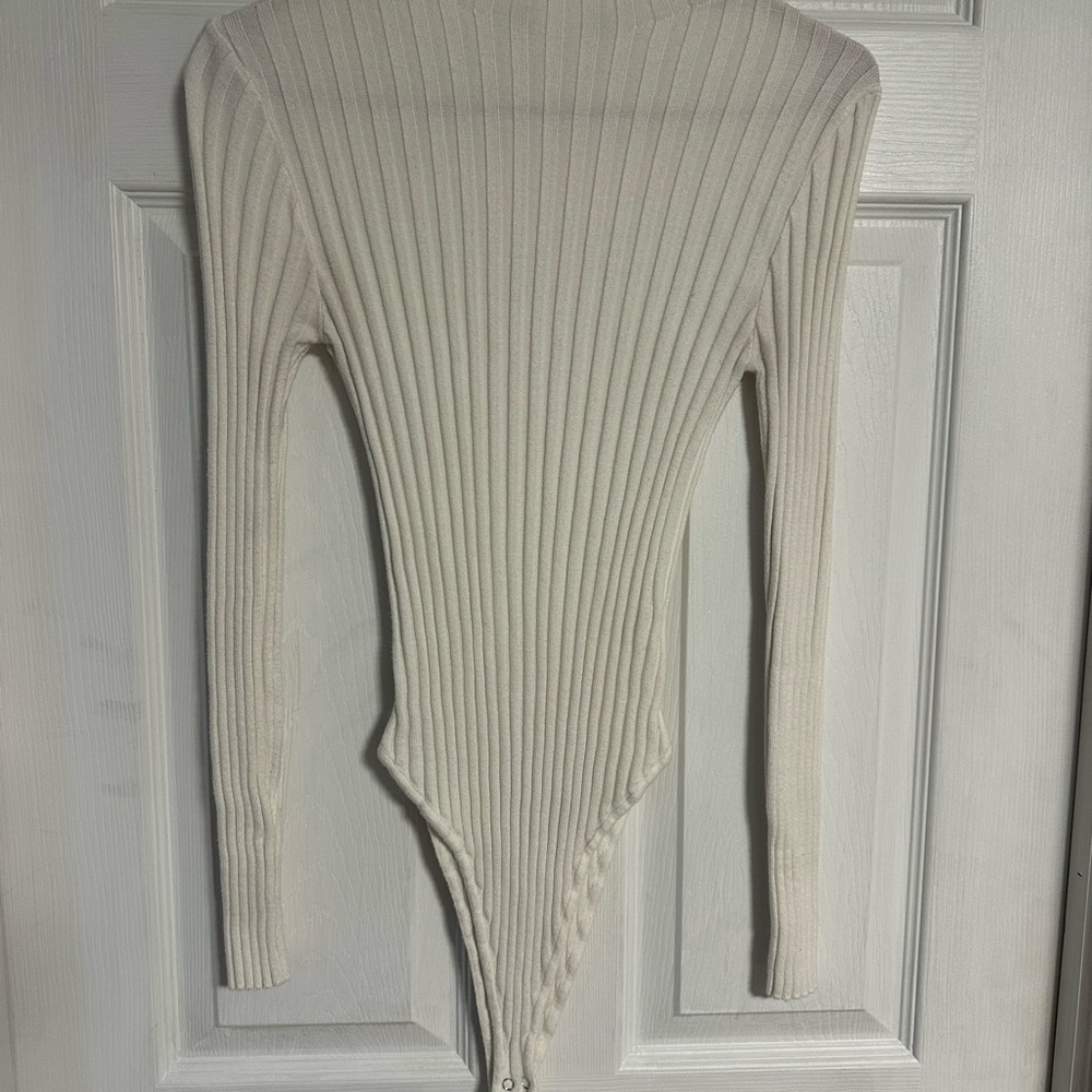 White ribbed bodysuit
